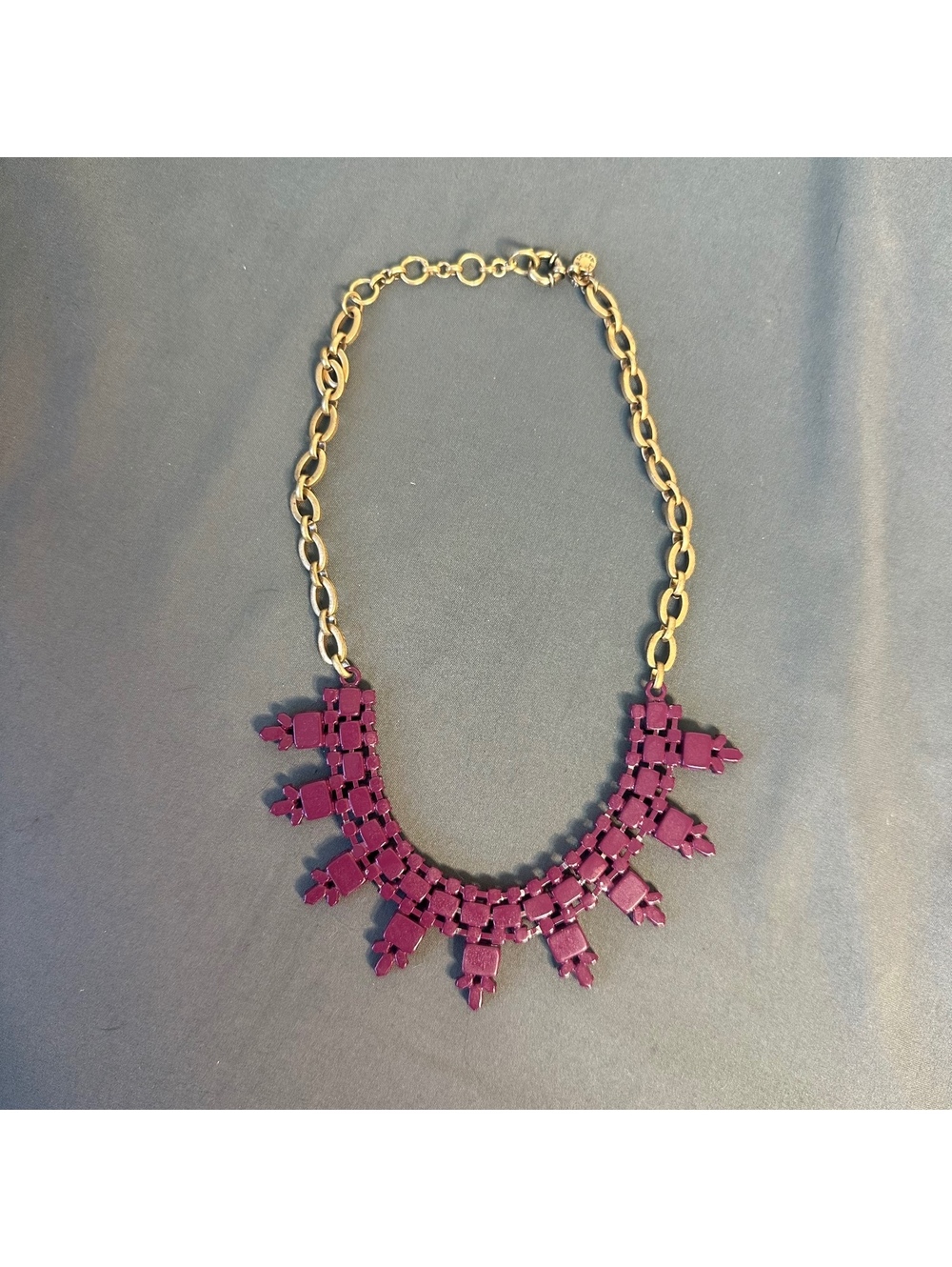 J. Crew Women's Gold Burgundy Purple Statement Necklace